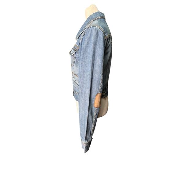 Vintage Y2K Denim Old Navy Womens Size Large Cropped Distressed Jean Jacket - Picture 3 of 9